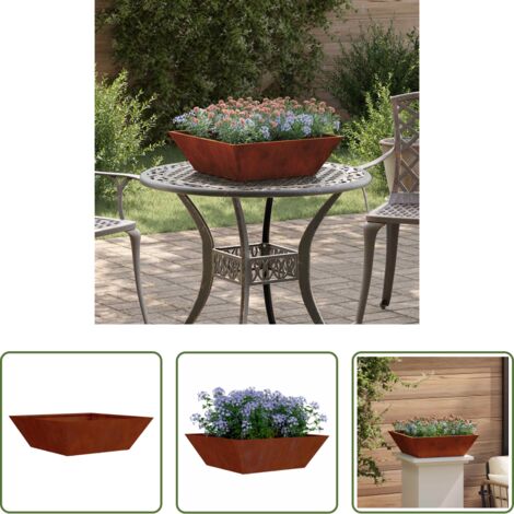 vidaXL Vaso moderno -  Vaso da giardino Ruggine 50 x 50 x 15 cm