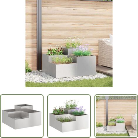 vidaXL Vaso per piante all'aperto -  Vaso da giardino Argento 80 x 80 x 48 cm Acciaio inossidabile