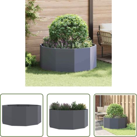 vidaXL Vaso rotondo -  Fioriera Antracite 120 x 120 x 50 cm Acciaio