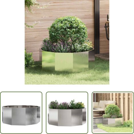 vidaXL Vaso rotondo -  Fioriera Argento 90 x 90 x 35 cm Acciaio inossidabile