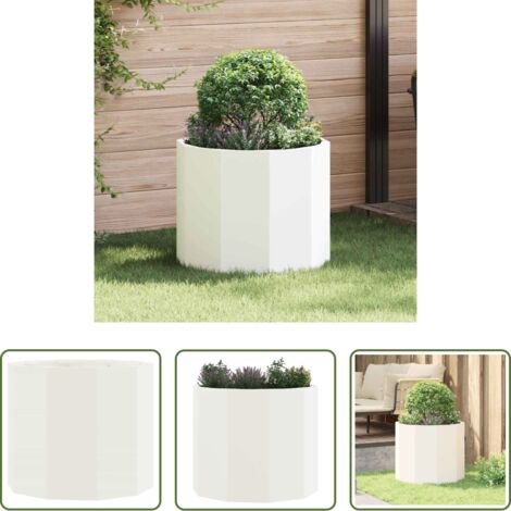 vidaXL Vaso rotondo -  Fioriera Bianco 60 x 60 x 50 cm Acciaio