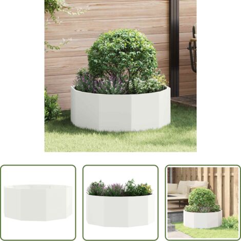 vidaXL Vaso rotondo -  Fioriera Bianco 90 x 90 x 35 cm Acciaio