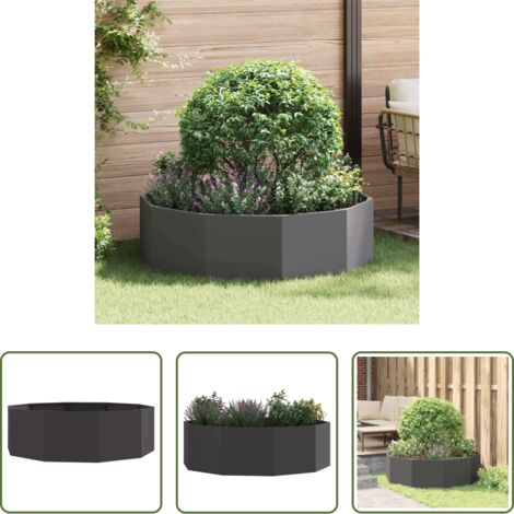 vidaXL Vaso rotondo -  Fioriera Nero 120 x 120 x 35 cm Acciaio