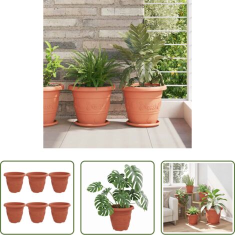 vidaXL Vaso rotondo -  Vaso Rotondo per Fiori 6 pcs Rosso Mattone Ø 26 x 21.5 cm