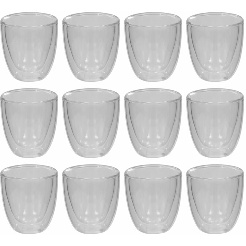 

Vasos de Cristal Térmico Doble Pared para Café 80 ml 12 Unidades - Transparente - Vidaxl