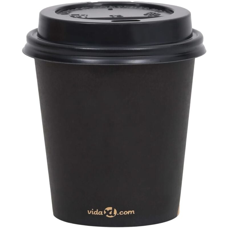 

vidaXL Vasos de papel con tapa café 200 ml 500 uds negro - Negro