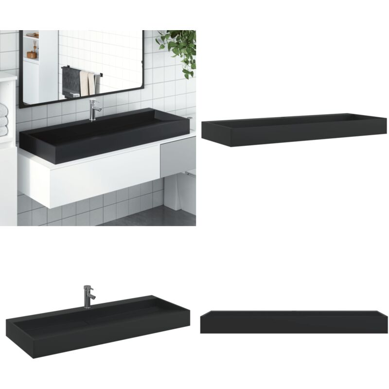 Vidaxl - Vasque 120x46x11 cm fonte minérale/marbre noir mat