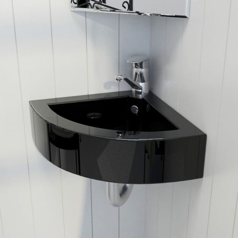 Lavabo avec trou de trop plein 45x32x12,5 cm Noir