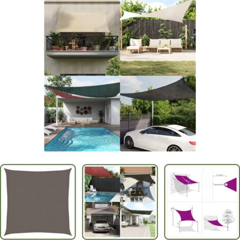 vidaXL Vela solare -  Vela Parasole 160 g/m² Antracite 3x3 m in HDPE
