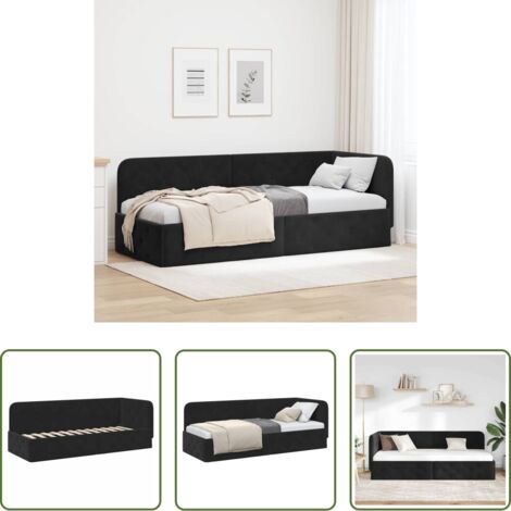 vidaXL Velluto -  Cornice del letto ad angolo Nero 80 x 200 cm Velluto