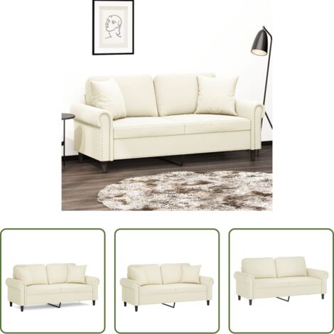 vidaXL Velluto -  Divano a 2 Posti con Cuscini Crema 140 cm in Velluto