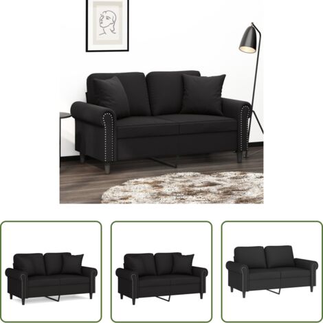 vidaXL Velluto -  Divano a 2 Posti con Cuscini Nero 120 cm in Velluto