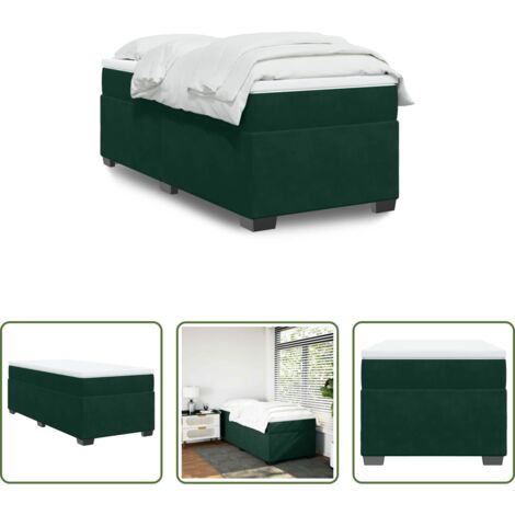 vidaXL Velluto -  Giroletto a Molle con Materasso Verde Scuro 90x200 cm Velluto