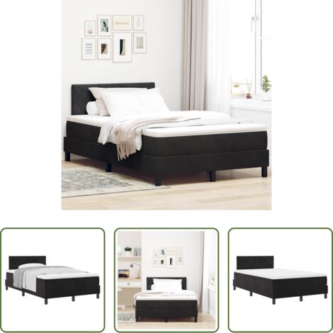 vidaXL Velluto -  Letto a molle con materasso Nero 120 x 190 cm Velluto