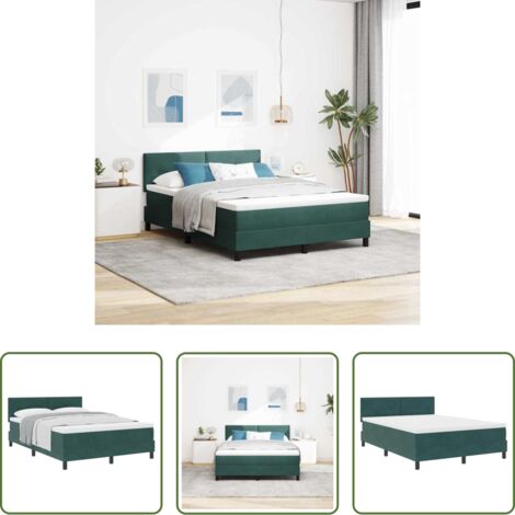 vidaXL Velluto -  Letto a molle con materasso Verde Scuro 140 x 190 cm Velluto