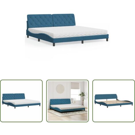 vidaXL Velluto -  Letto con Materasso Blu 200x200 cm Velluto