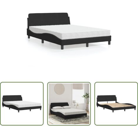 vidaXL Velluto -  Letto con Materasso Dover Nero 140x200 cm in Velluto