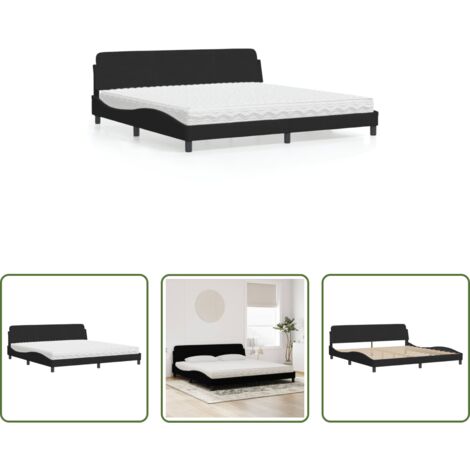 vidaXL Velluto -  Letto con Materasso Dover Nero 200x200 cm in Velluto