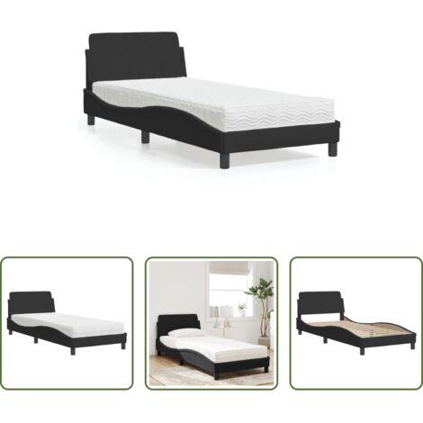 vidaXL Velluto -  Letto con Materasso Dover Nero 90x190 cm in Velluto