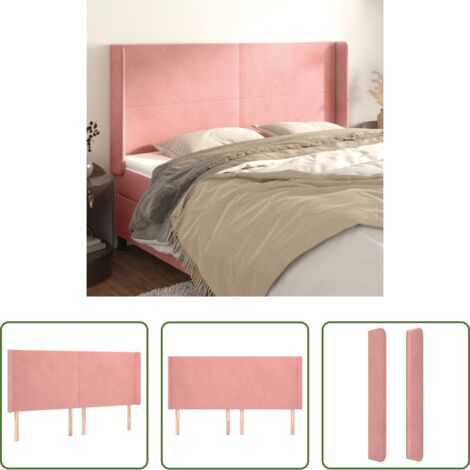 vidaXL Velluto rosa -  Testiera ad Orecchio Rosa 163x16x118/128 cm in Velluto