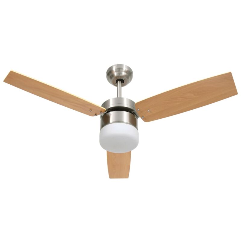 

vidaXL Ventilador de techo lámpara mando distancia marrón claro 108cm - Marrón