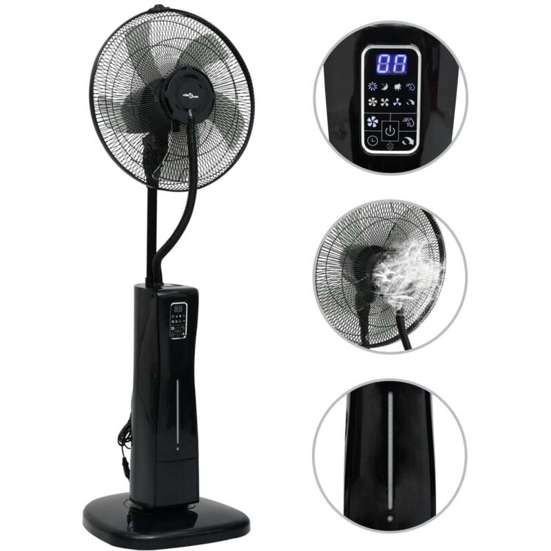 

Ventilador nebulizador de pie con mando a distancia negro - Negro - Vidaxl