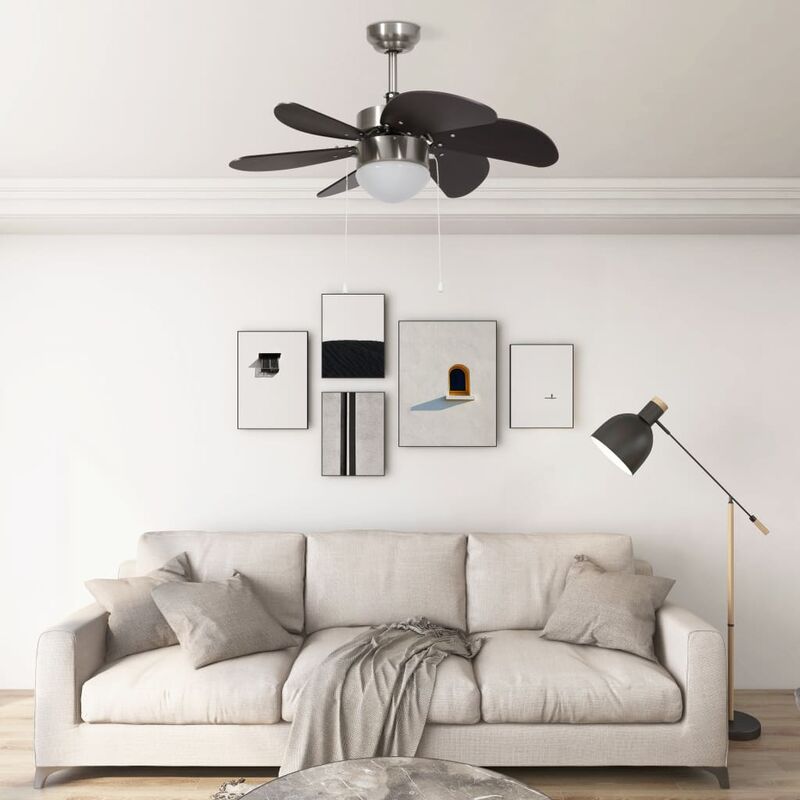 Image of Vidaxl - Ventilatore da Soffitto con Luce 76 cm Marrone Scuro