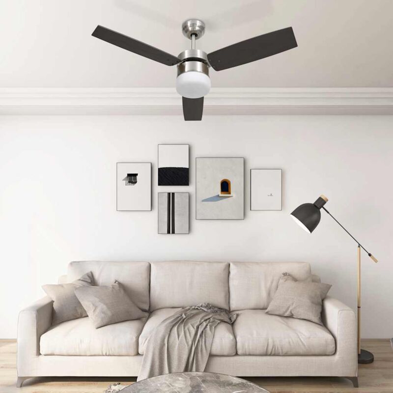 Image of Ventilatore Soffitto con Luce e Telecomando 108cm Marrone Scuro