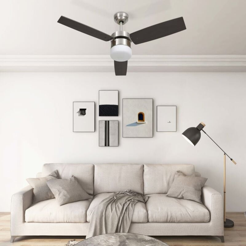 Image of vidaXL Ventilatore Soffitto con Luce e Telecomando 108cm Marrone Scuro