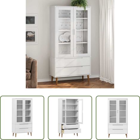 vidaXL Vernis UV -  Armoire à vitrine MOLDE Blanc 90x35x175 cm Bois de pin massif