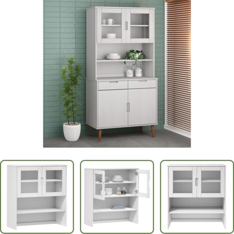 vidaXL Vernis UV -  Dessus de buffet MOLDE Blanc 90x35x100 cm Bois massif de pin
