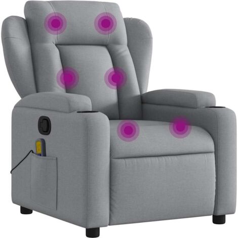 vidaXL Verstellbarer Massagesessel Hellgrau Stoff