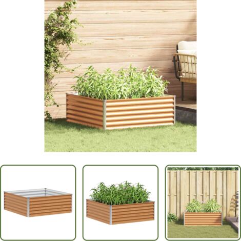 vidaXL Verzinkter Stahl -  Hochbeet Hellbraun 98 x 100 x 36 cm Verzinkter Stahl