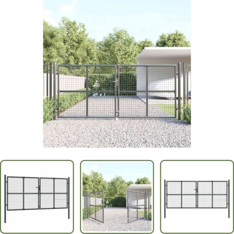 vidaXL Verzinkter Stahl -  Maschen-Gartentor Anthrazit 300x125 cm Verzinkter Stahl