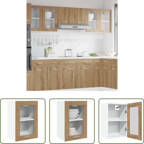 vidaXL Vetro -  Pensile Vetro “Lyon” Rovere Artigianale 40x31x60 cm