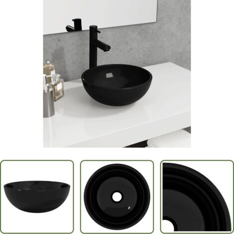 vidaXL Vetro temperato -  Lavandino in Vetro Temperato 30x12 cm Nero