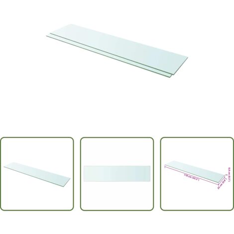 vidaXL Vetro temperato -  Mensole in Vetro Trasparente 2 pz 110x25 cm