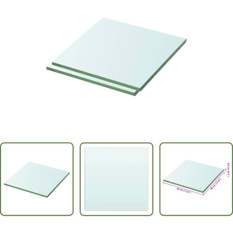 vidaXL Vetro temperato -  Mensole in Vetro Trasparente 2 pz 30x30 cm