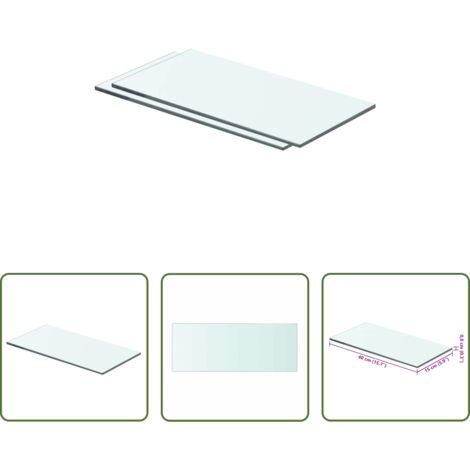 vidaXL Vetro temperato -  Mensole in Vetro Trasparente 2 pz 40x15 cm