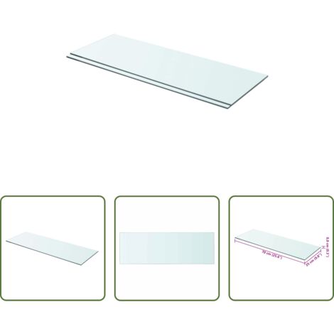 vidaXL Vetro temperato -  Mensole in Vetro Trasparente 2 pz 70x25 cm