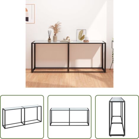 vidaXL Vetro temperato -  Tavolo Consolle Bianco Marmo 180x35x75,5 cm in Vetro Temperato