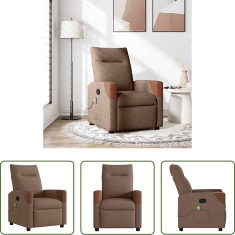 vidaXL Vibración -  Sillón reclinable con masaje de tela marrón