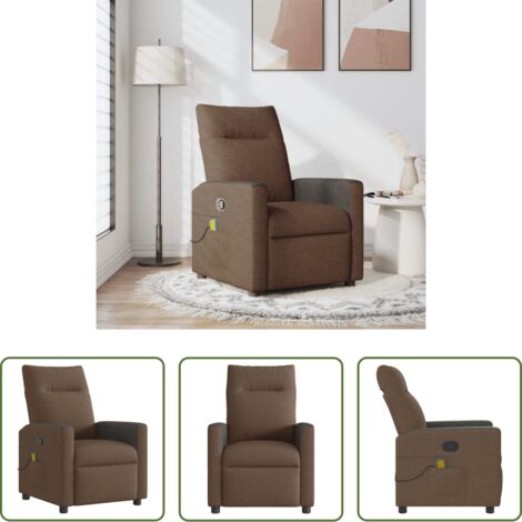 vidaXL Vibración -  Sillón reclinable con masaje de tela marrón