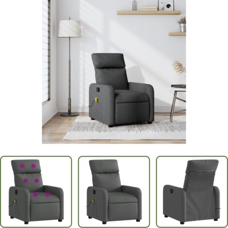 vidaXL Vibración -  Sillón reclinable de masaje de tela gris oscuro