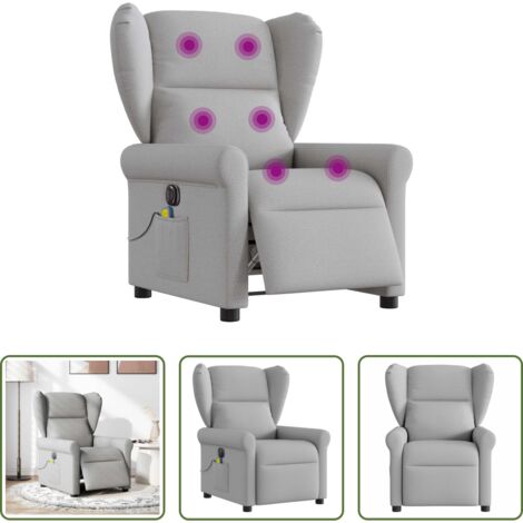vidaXL Vibración -  Sillón reclinable de masaje eléctrico tela gris nube