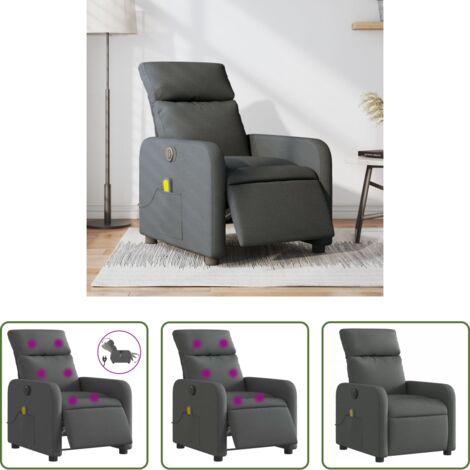 vidaXL Vibración -  Sillón reclinable de masaje eléctrico tela gris oscuro