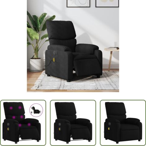 vidaXL Vibración -  Sillón reclinable de masaje eléctrico tela negro