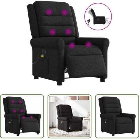vidaXL Vibración -  Sillón reclinable de masaje eléctrico tela negro