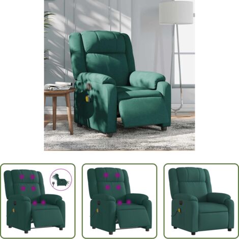 vidaXL Vibración -  Sillón reclinable de masaje eléctrico tela verde oscuro