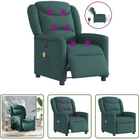 vidaXL Vibración -  Sillón reclinable de masaje eléctrico tela verde oscuro